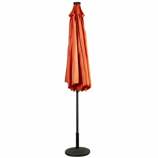 10 ft Patio Solar Umbrella with Crank and LED Lights-Orange