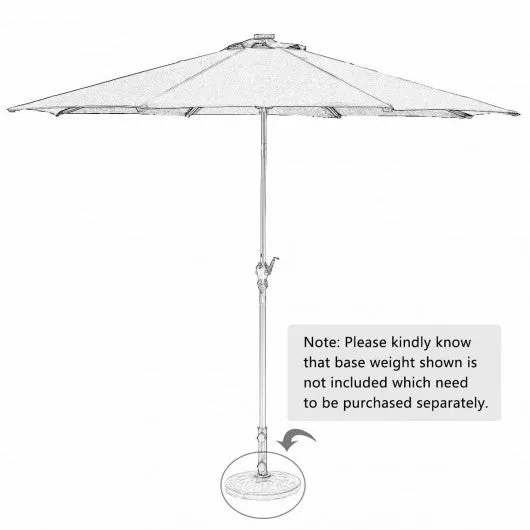 10 ft Patio Solar Umbrella with Crank and LED Lights-Orange