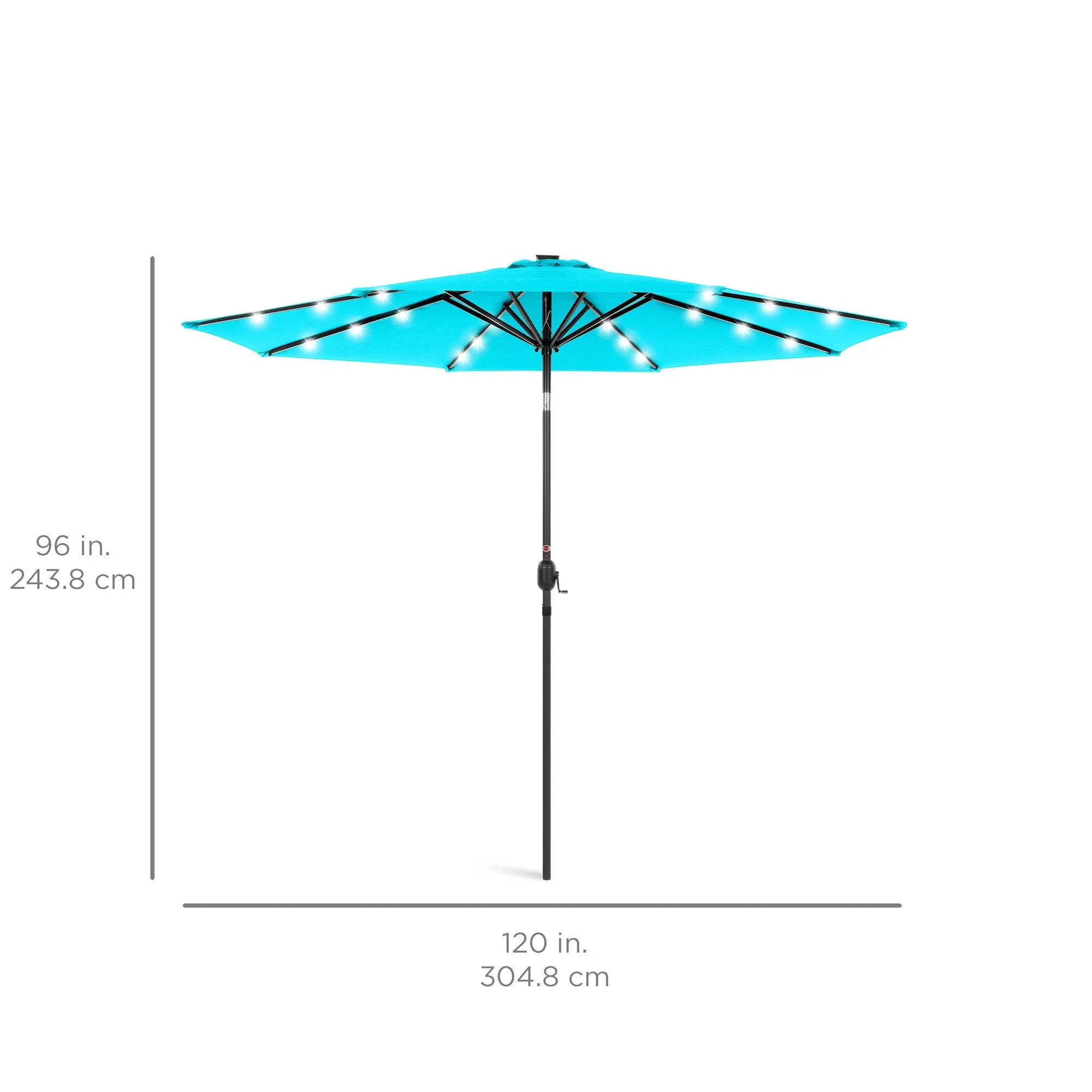 10ft Solar LED Lighted Patio Umbrella w/ Tilt Adjustment, Fade-Resistance