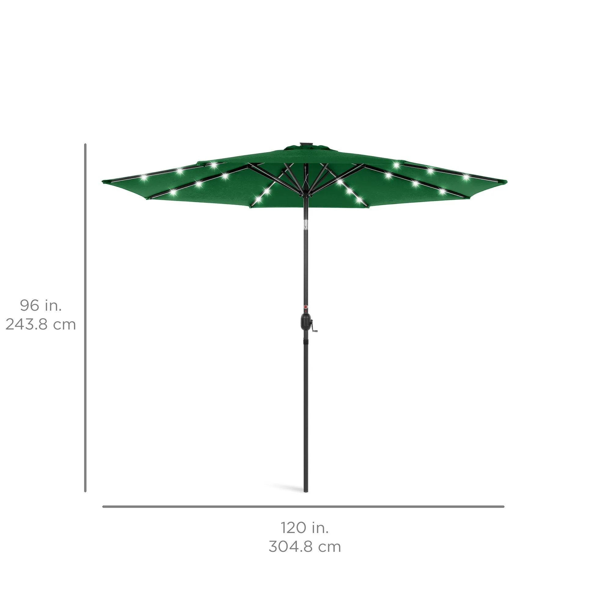 10ft Solar LED Lighted Patio Umbrella w/ Tilt Adjustment, Fade-Resistance