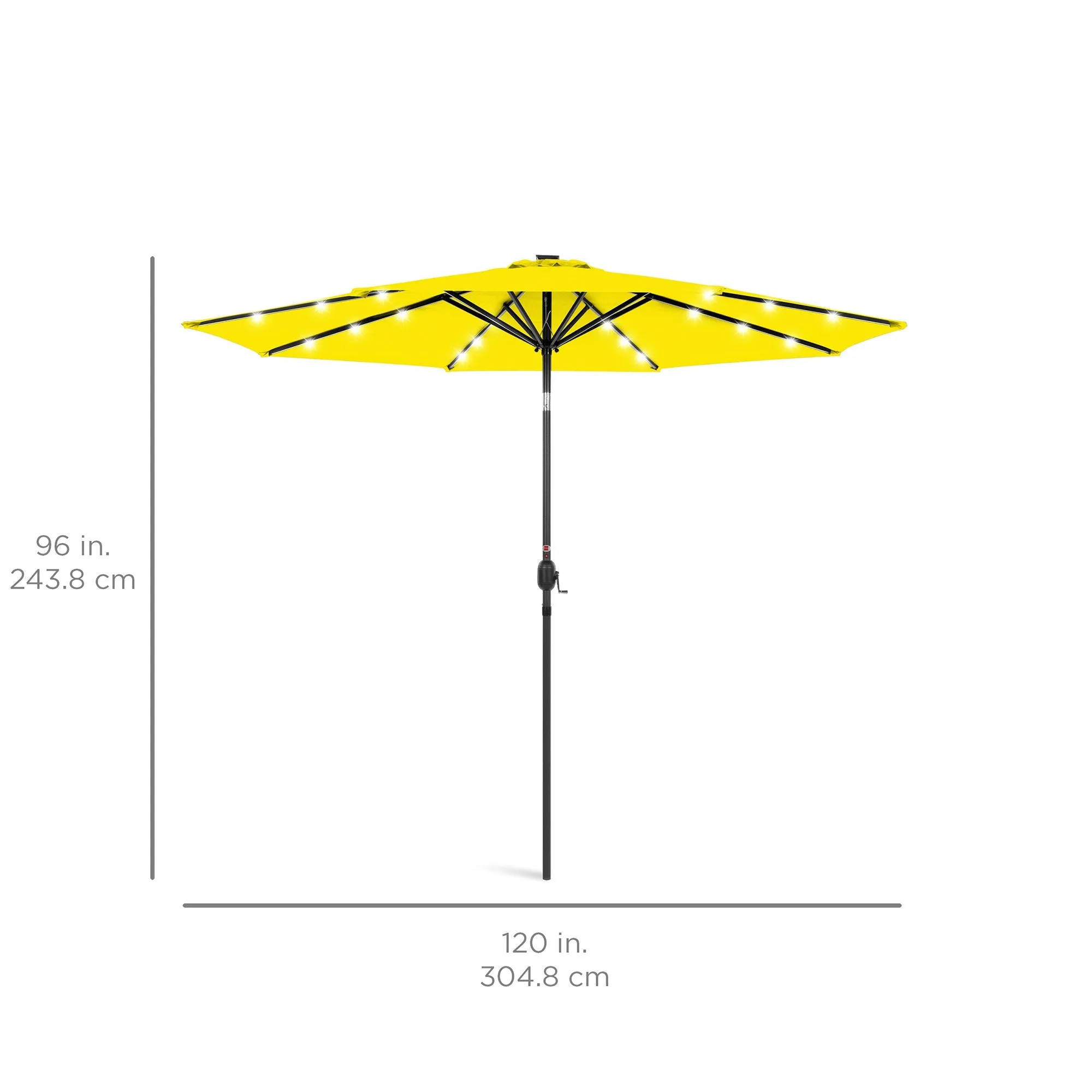 10ft Solar LED Lighted Patio Umbrella w/ Tilt Adjustment, Fade-Resistance