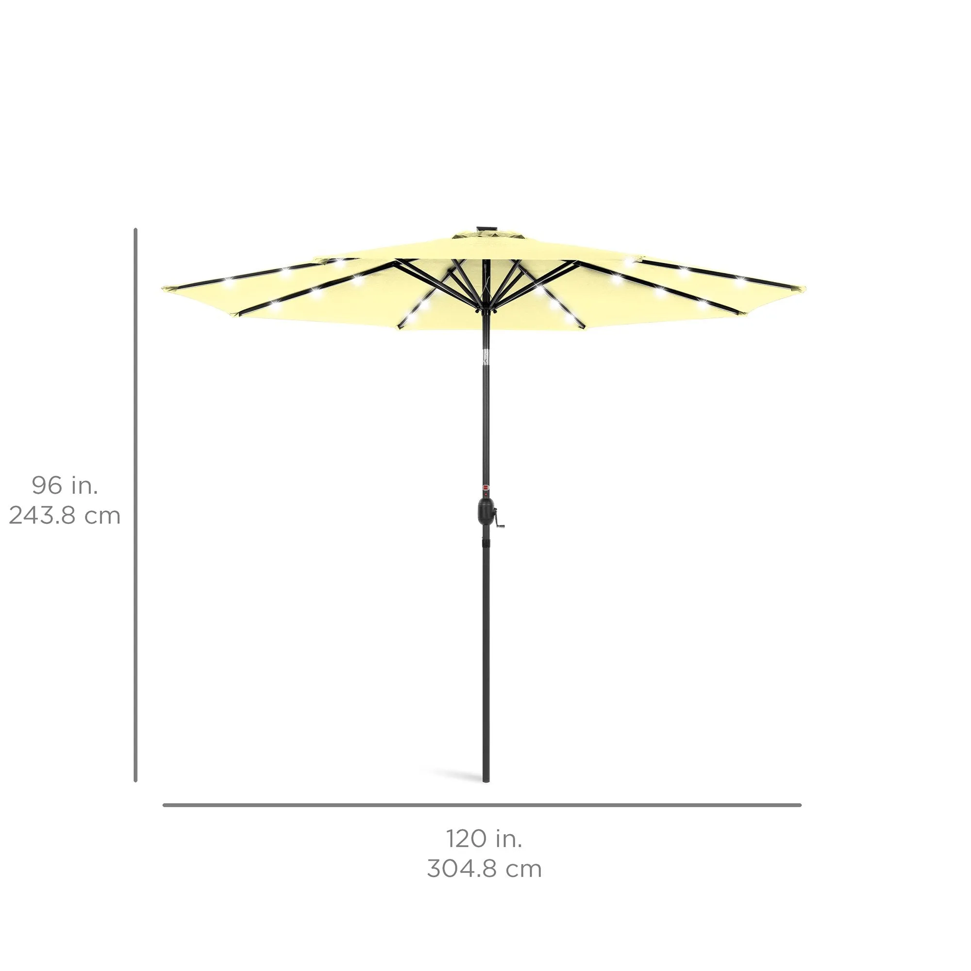 10ft Solar LED Lighted Patio Umbrella w/ Tilt Adjustment, Fade-Resistance