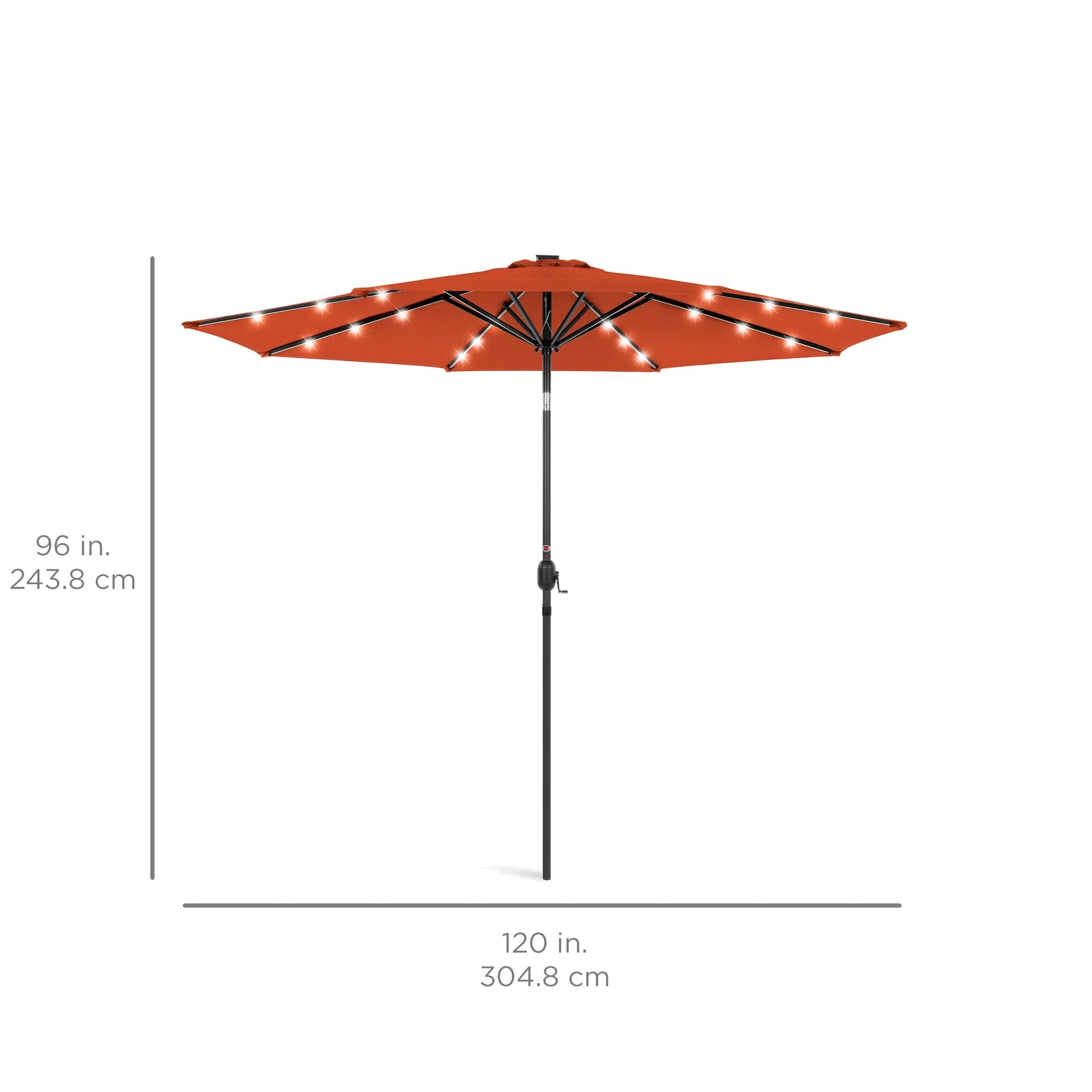 10ft Solar LED Lighted Patio Umbrella w/ Tilt Adjustment, Fade-Resistance