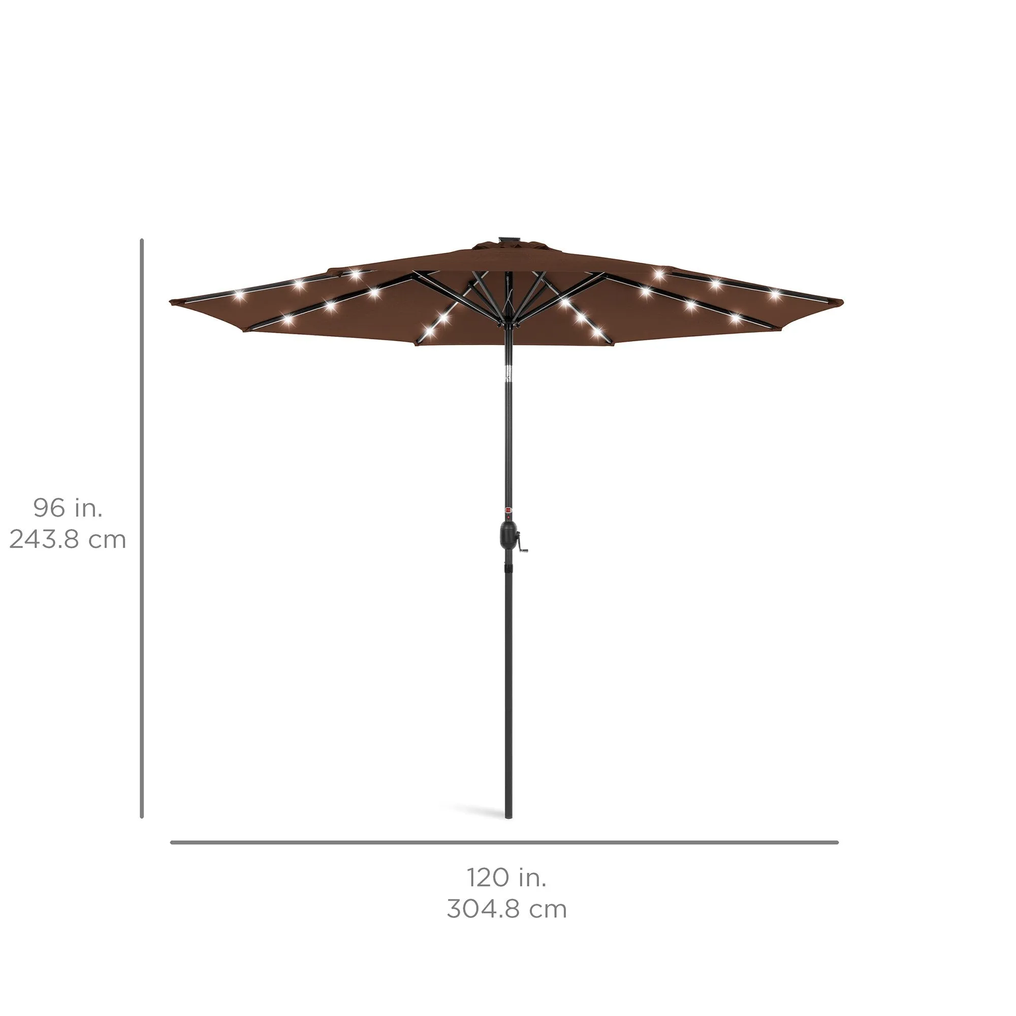 10ft Solar LED Lighted Patio Umbrella w/ Tilt Adjustment, Fade-Resistance