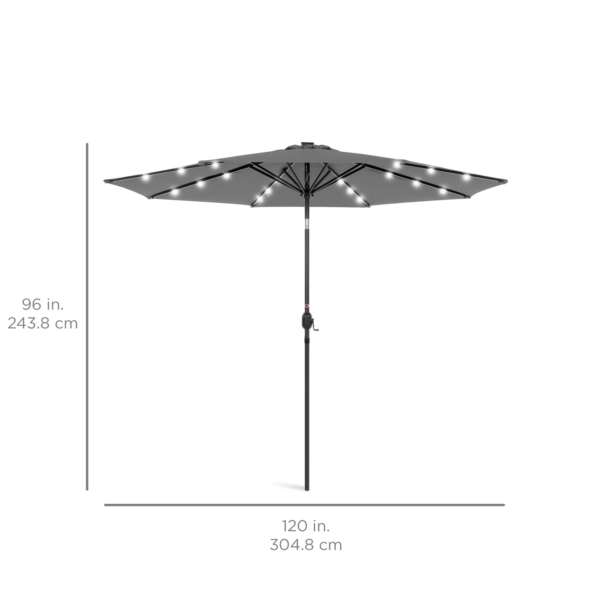 10ft Solar LED Lighted Patio Umbrella w/ Tilt Adjustment, Fade-Resistance