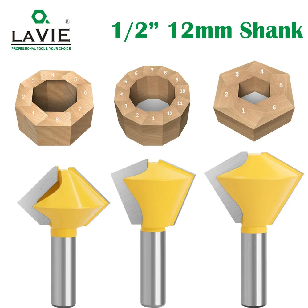 1/2x1-7/8 8-Sided Router Bit for Woodworking Machines - 12x1-7/8 6-Sided Router Bit, 12x1-3/4 8-Sided Router Bit, 12x1-5/8 12-Sided Router Bit, 12x3-Piece Dovetail Bit Set