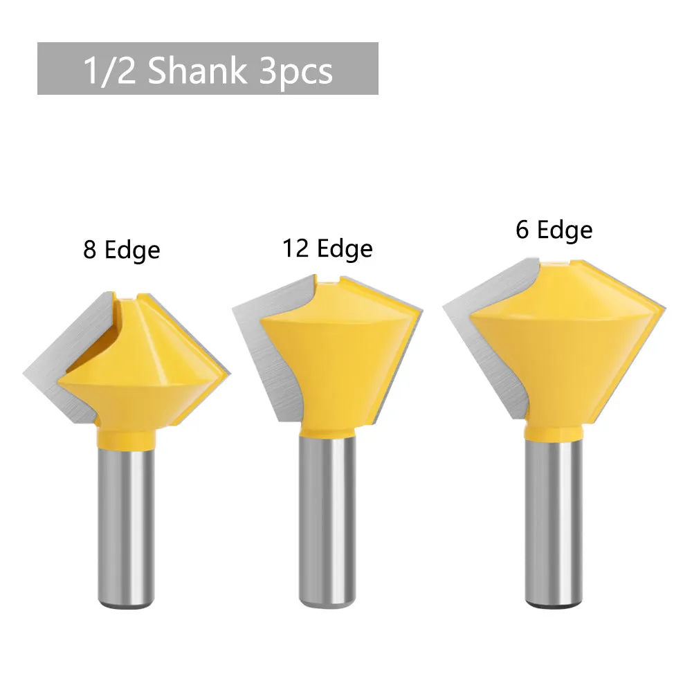 1/2x1-7/8 8-Sided Router Bit for Woodworking Machines - 12x1-7/8 6-Sided Router Bit, 12x1-3/4 8-Sided Router Bit, 12x1-5/8 12-Sided Router Bit, 12x3-Piece Dovetail Bit Set