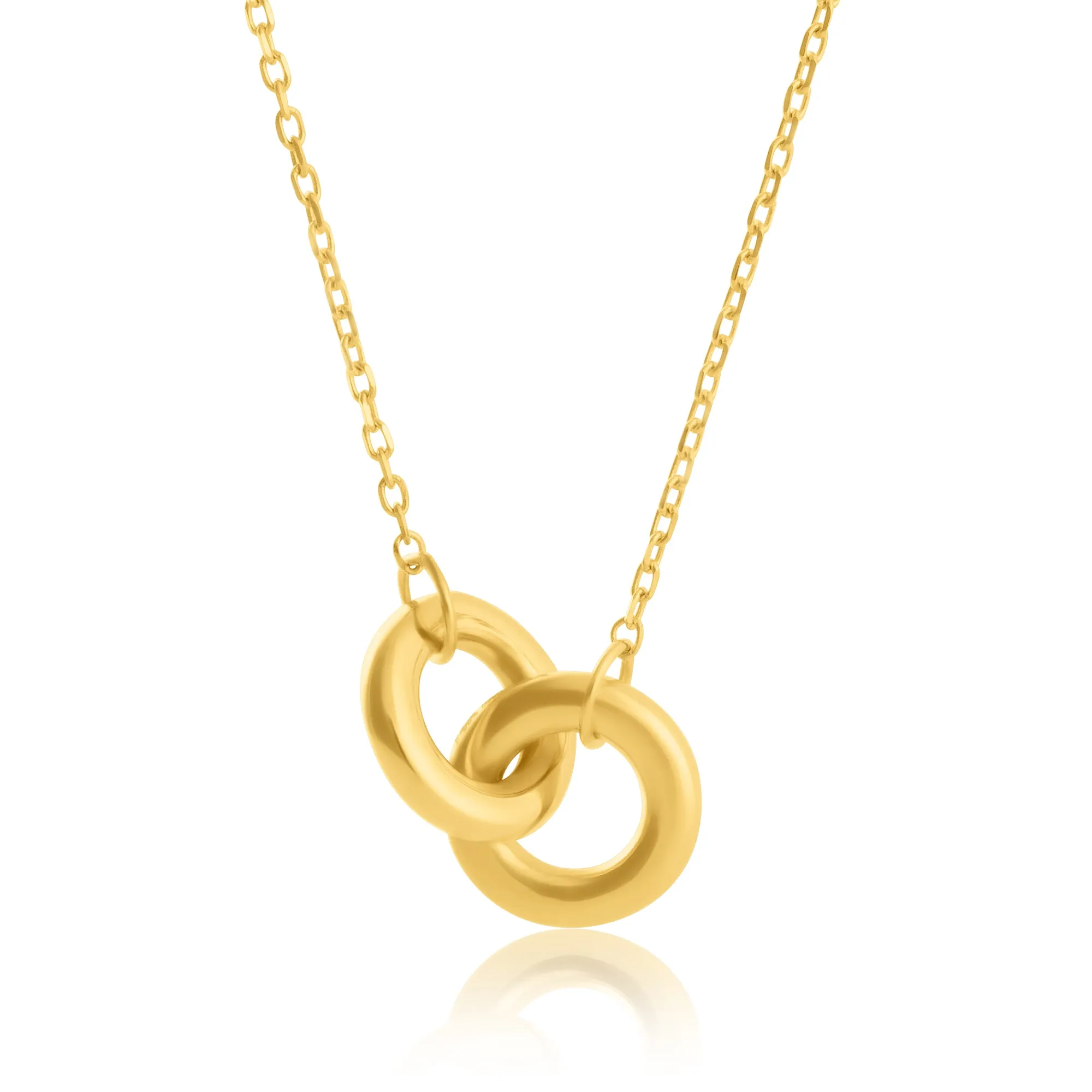 14k Yellow Gold Linked Circle Necklace