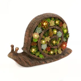 16.6 in. Solar Lit Resin Snail Succulent