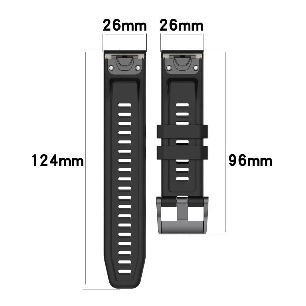 26mm silicone watch strap for Garmin watch - Grey