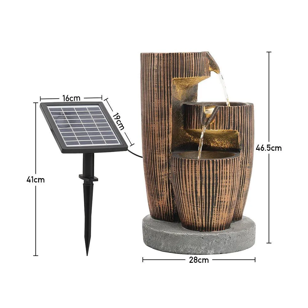 3-Tier Wooden Barrel Water Pump Fountain Cascading Feature