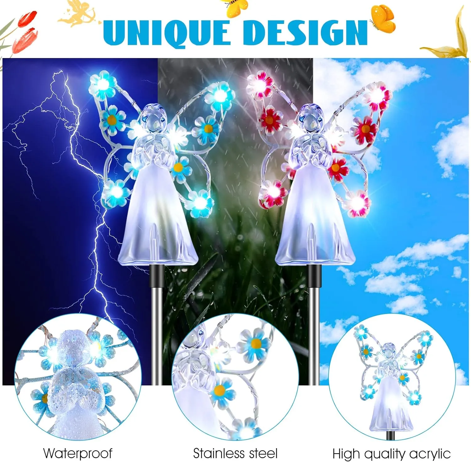 4 Pieces Solar Angel Garden Stake Lights