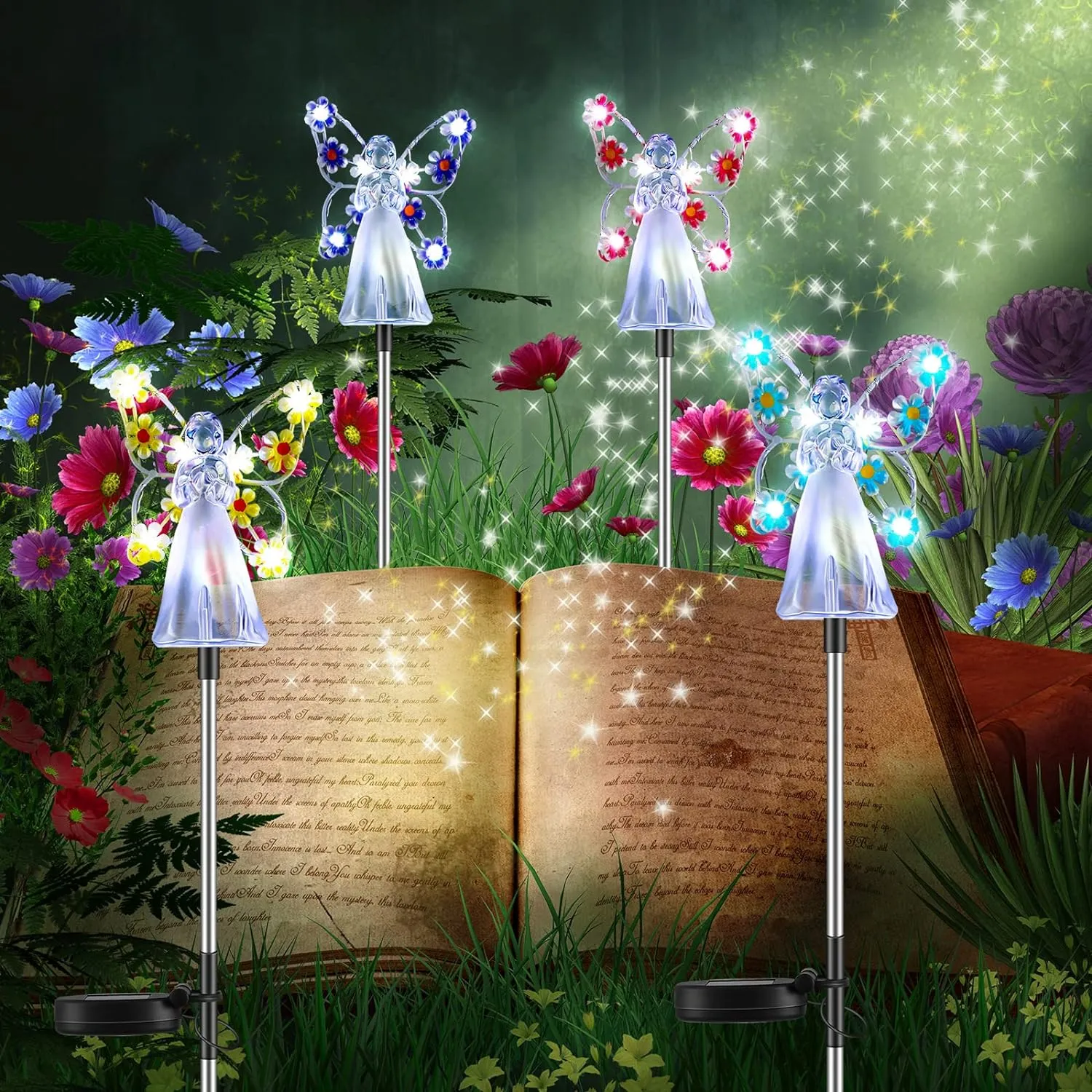 4 Pieces Solar Angel Garden Stake Lights