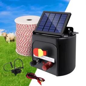 5km Solar Electric Fence Energiser Kit - 500m Poly Wire - Giantz