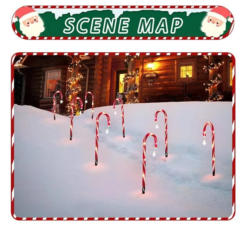 8 Piece Solar-powered Water Resistant Christmas Cane Lights