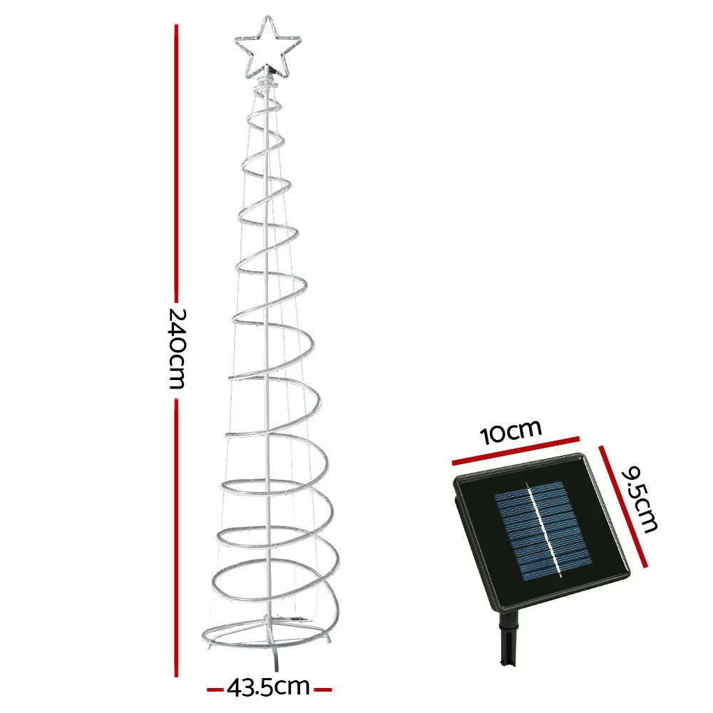 8FT Solar LED Christmas Tree, 8 Modes, Steel Frame - Jingle Jollys