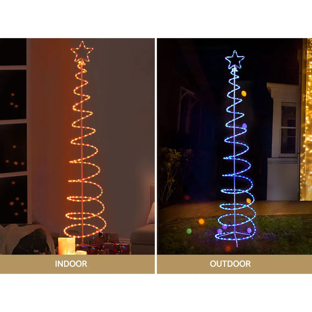 8FT Solar LED Christmas Tree, 8 Modes, Steel Frame - Jingle Jollys