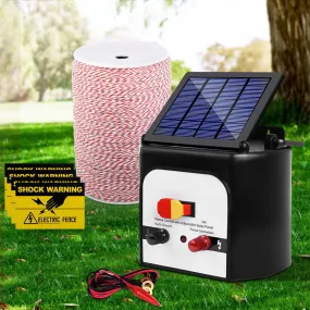 8KM Solar Electric Fence Energiser, 2KM Poly Wire - Giantz