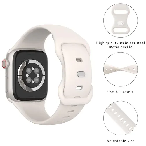 ADCNLG Sport Bands Compatible with Apple Watch Band 38mm 40mm 41mm 42mm 44mm 45mm 49mm Women Men,Soft Silicone Strap for iWatch Series Ultra 9 8 7 6 5 4 3 2 1 SE Milk Tea