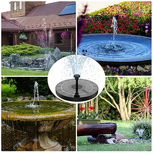 AISITIN 2.5W Solar Bird Bath Fountain Pump, Solar Fountain Pump for Bird Bath with 6 Nozzles, 6.7" Solar Powered Water Fountain Pump for Garden, Ponds, Pool, Fish Tank, Aquarium and Outdoor