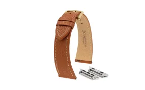 Apple Watch Strap - HIRSCH Bologna Golden Brown Textured Calfskin Leather