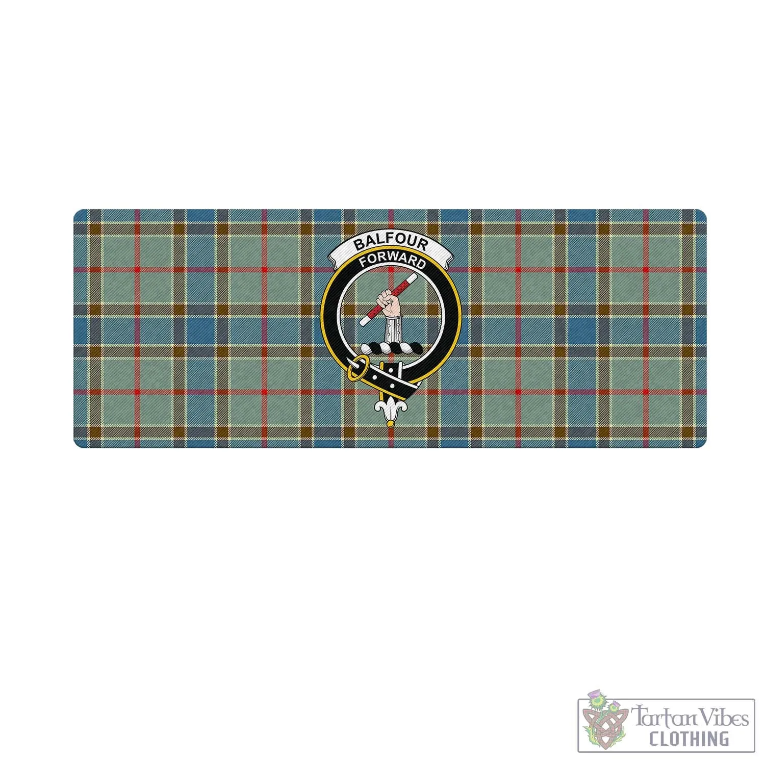 Balfour Blue Tartan Mouse Pad with Family Crest