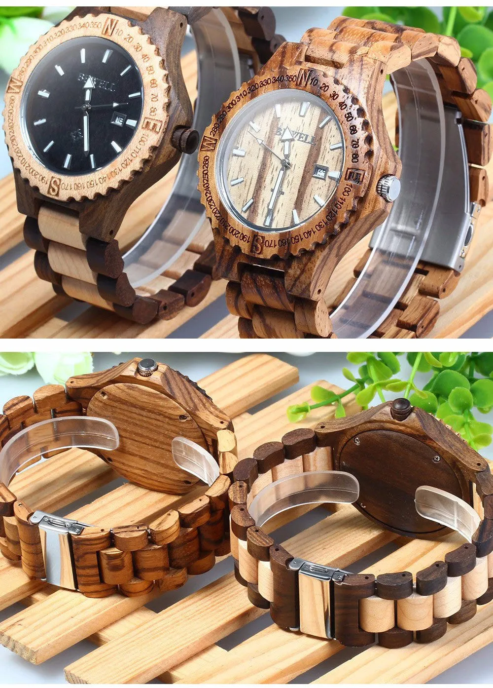 BEWELL Brand Men Wooden Watch New Year Gift Bangle Quartz Watch with Calendar Display role men relogio masculino watches