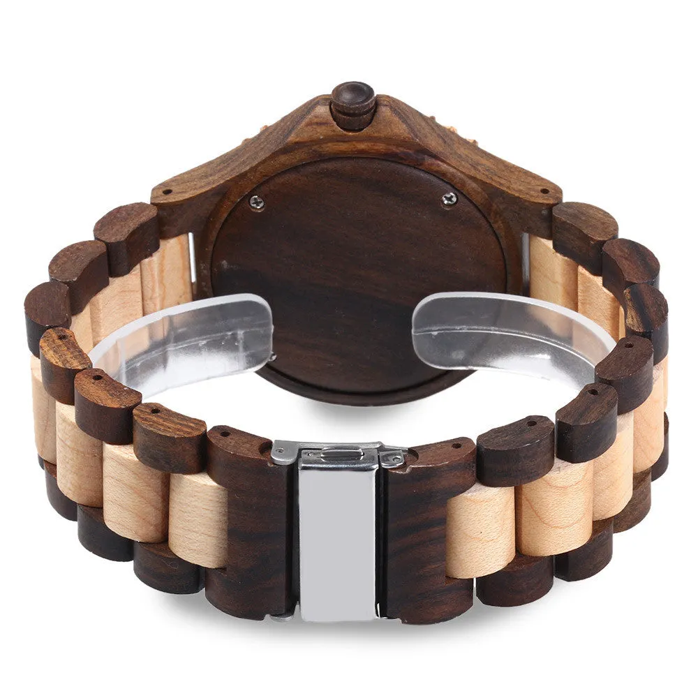 BEWELL Brand Men Wooden Watch New Year Gift Bangle Quartz Watch with Calendar Display role men relogio masculino watches