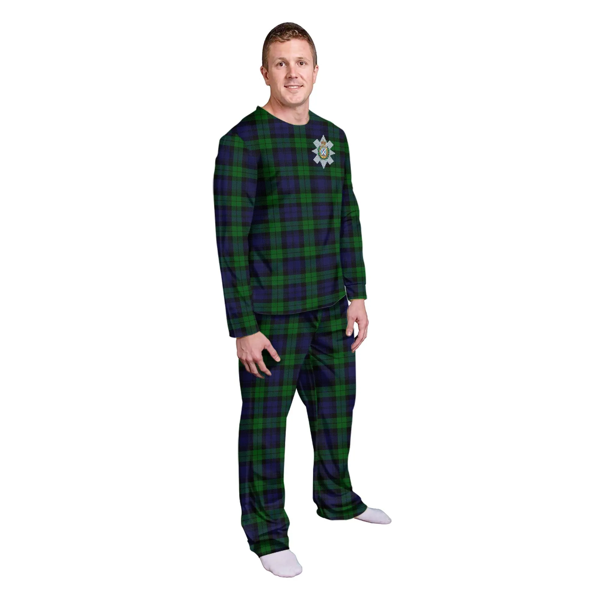 Black Watch Tartan Pajamas Family Set with Family Crest