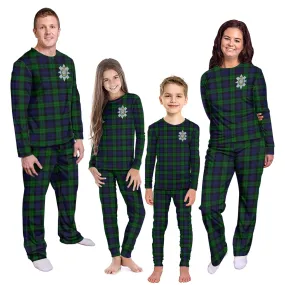 Black Watch Tartan Pajamas Family Set with Family Crest