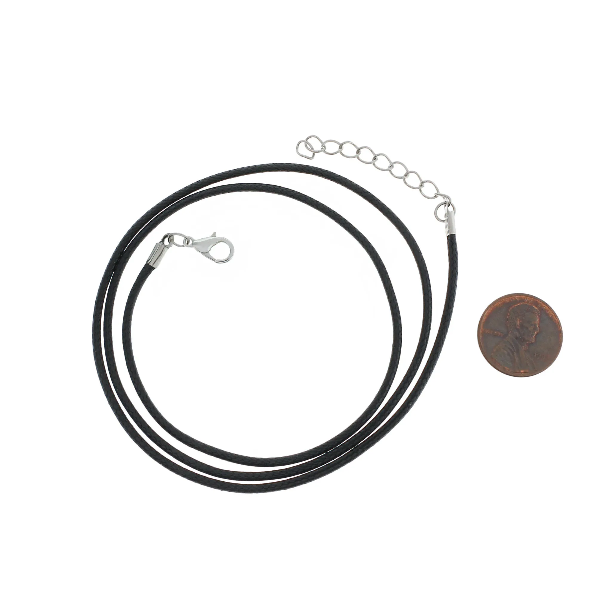 Black Wax Cord Necklace 26" Plus Extender - 1.7mm - 10 Necklaces - N442