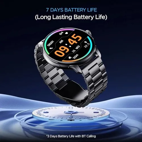 boAt Newly Launched Lunar Oasis w/ 1.43” AMOLED Display, Turn-by-Turn Navigation, Dynamic User Interface, QR Tray, Watch Face Studio, BT Calling, Emergency SOS Smart Watch for Men & Women(Steel Black)