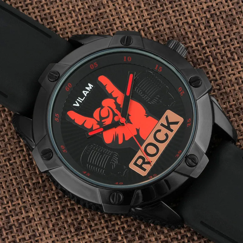 Brand New Cool Rock Man Fingers Model Design Fashion Trends Quality Rubber Band Japan Quartz Black Watch relogio masculino