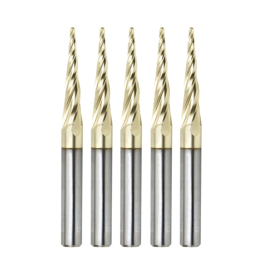 Carving Tapered Ball Nose CNC Router Bit | 5.4° x 1⁄16 Dia x 1⁄32 Radius x 1 x 1⁄4 Shank x 3" Long | 46282-5 | 738685946282