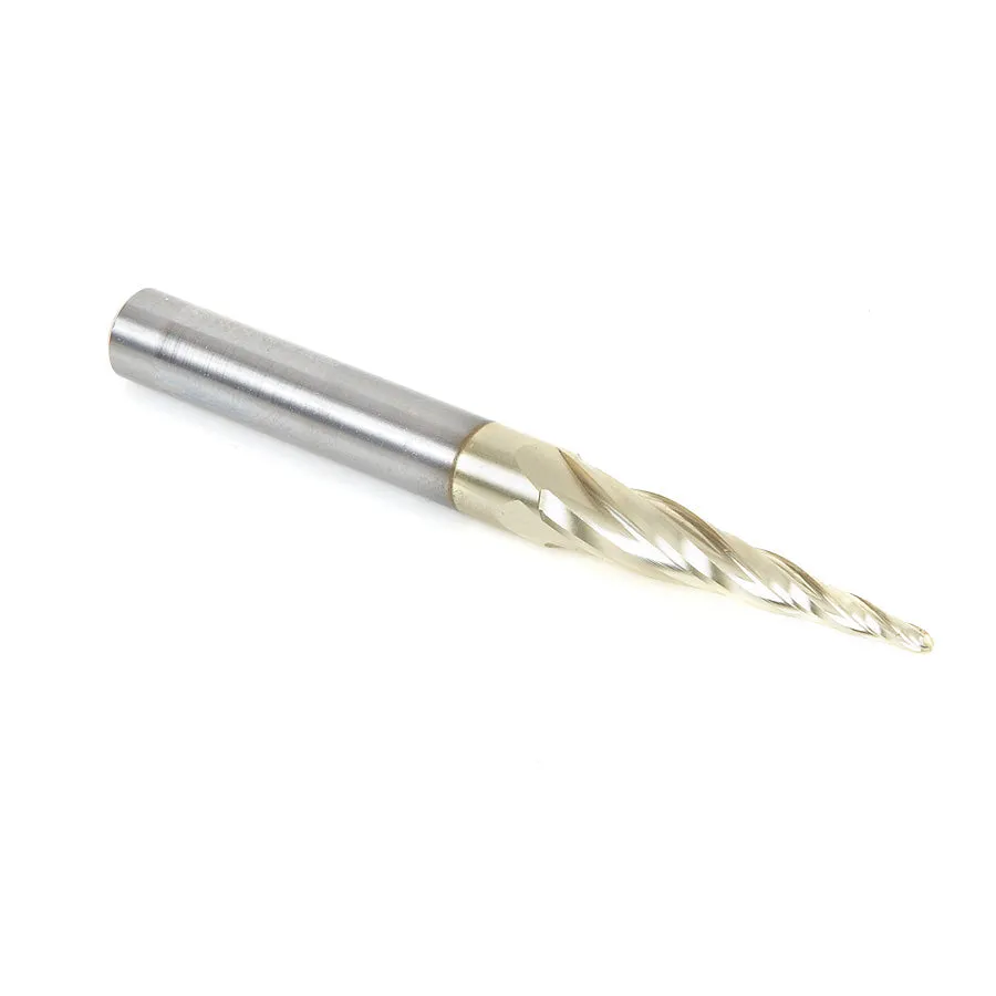 Carving Tapered Ball Nose CNC Router Bit | 5.4° x 1⁄16 Dia x 1⁄32 Radius x 1 x 1⁄4 Shank x 3" Long | 46282-5 | 738685946282