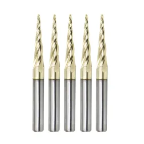 Carving Tapered Ball Nose CNC Router Bit | 5.4° x 1⁄16 Dia x 1⁄32 Radius x 1 x 1⁄4 Shank x 3" Long | 46282-5 | 738685946282