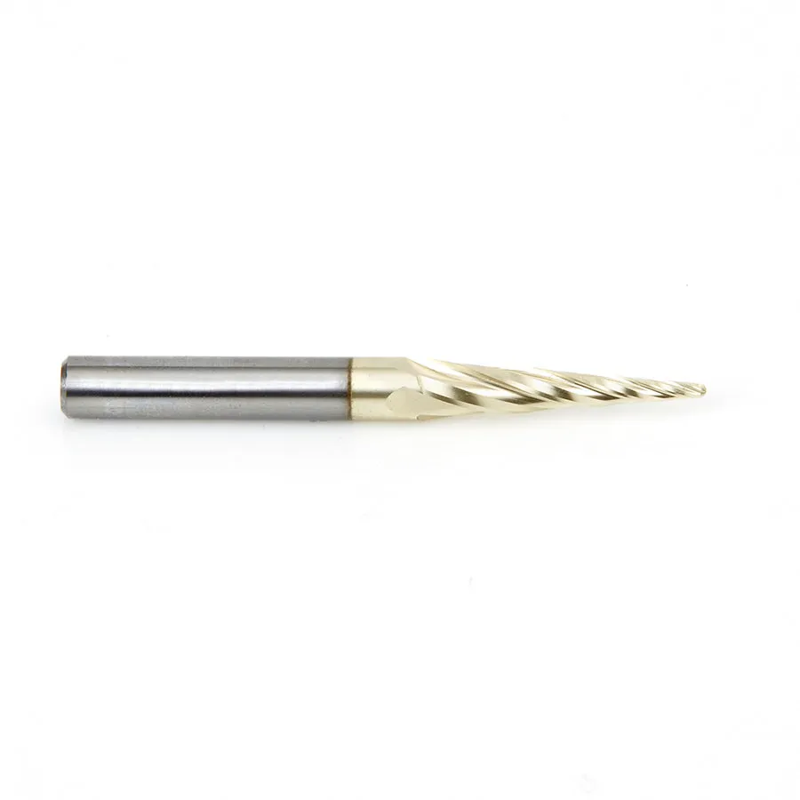 Carving Tapered Ball Nose CNC Router Bit | 5.4° x 1⁄16 Dia x 1⁄32 Radius x 1 x 1⁄4 Shank x 3" Long | 46282-5 | 738685946282