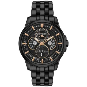 Citizen Calendrier Black Dial Gray Stainless Steel Men's Watch BU0057-54E