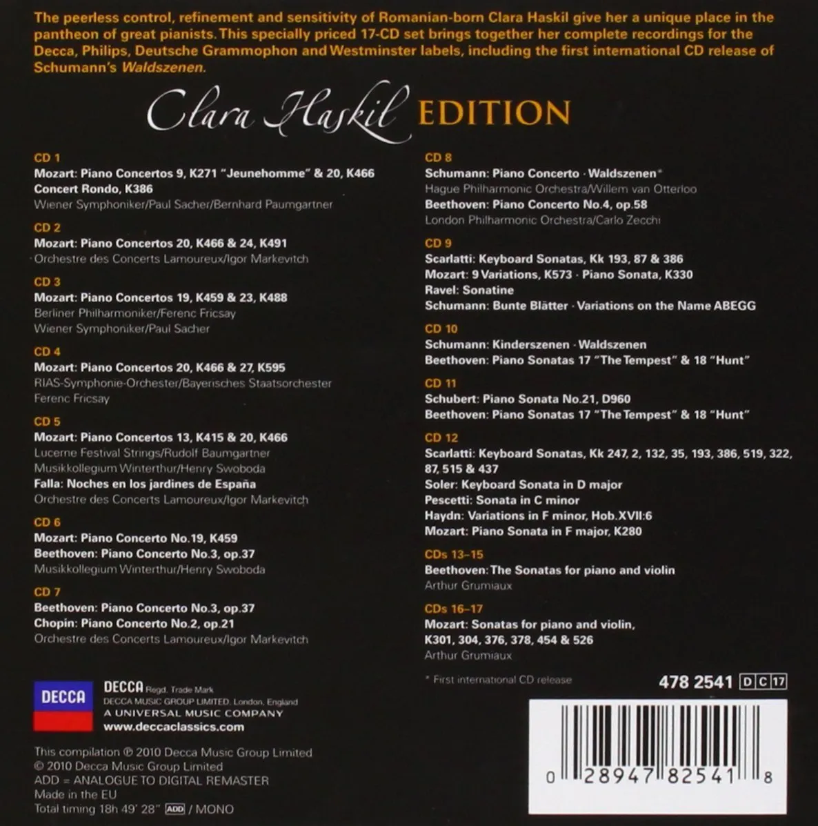 CLARA HASKIL EDITION (17 CDs)