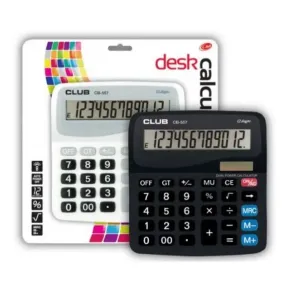 Club Large Student Solar Powered Desk Calculator - Black / White - 1 Colour Sent at Random