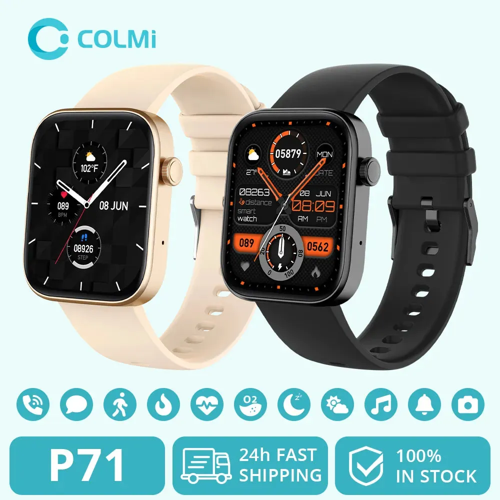 COLMI P71 Waterproof IP68 Voice Calling Smartwatch - Unisex Health Monitoring & Smart Notifications Voice-Activated Smart Watch - Elegant Gift for Your Loved Ones