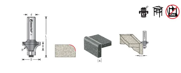 Corner Round Router Bit | 3⁄4 Dia x 3⁄8 x 1⁄4 Radius x 1⁄2" Shank | 57147 | 738685571477