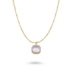 Dainty Mother Of Pearl Square Charm Gold Filled Necklace