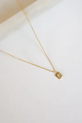 Daniella Gold Rectangle Charm Necklace