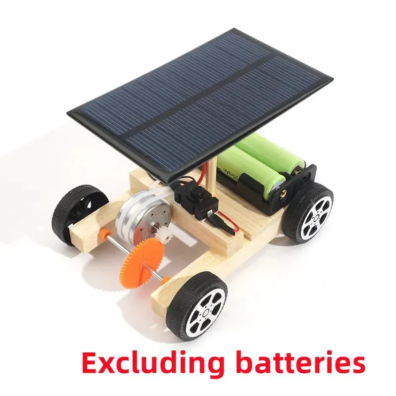 DIY Kids Creative Wooden Puzzle Solar Car Toy Science Experimental Tool Kit Learning Education Games for Kids Teaching Aid Gift