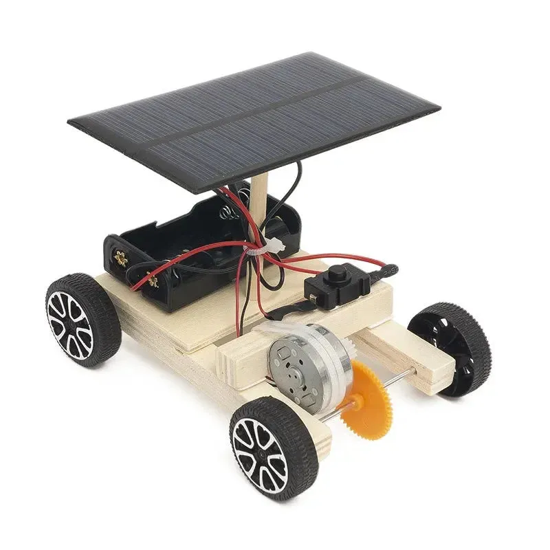 DIY Kids Creative Wooden Puzzle Solar Car Toy Science Experimental Tool Kit Learning Education Games for Kids Teaching Aid Gift