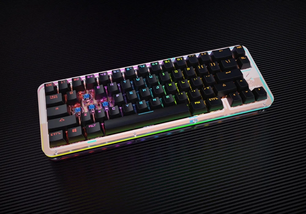 DNA65 65% Custom Mechanical Keyboard PCB CASE hot swappable switch support lighting effects with RGB switch led