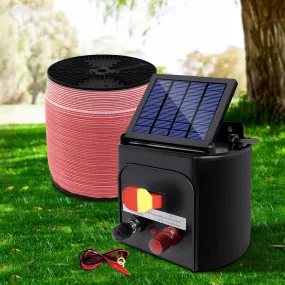 Efficient 5KM Solar Electric Fence Energiser with 2000M Polytape - Giantz