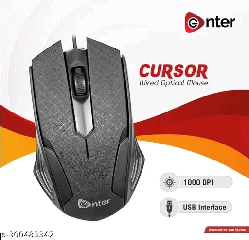 Enter Cursor Wired Optical Mouse - Sleek  Durable for Desktop Use