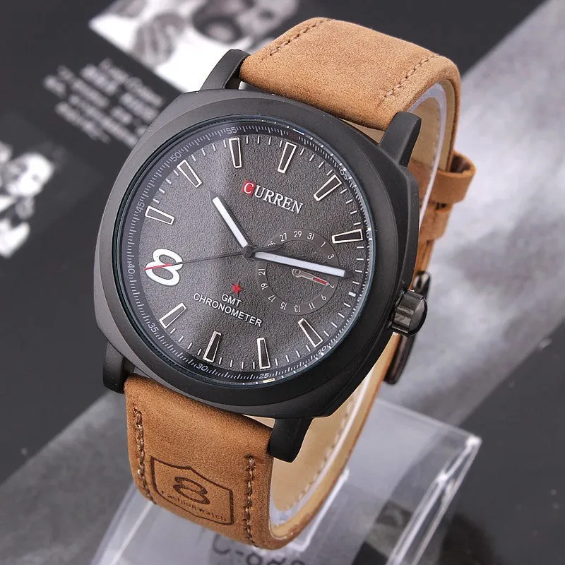 Fashion Business Quartz watch Men sport Watches Military Watches Men Corium Leather Strap army wristwatch